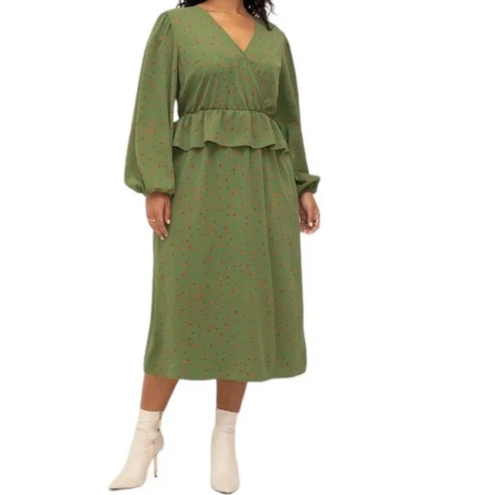 Eloquil Elements Green Fall Print Long Sleeve Pep… - image 1